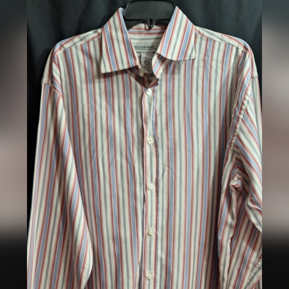Rocawear Men’s XL Long Sleeve Striped Button-Down Shirt – 100% Cotton